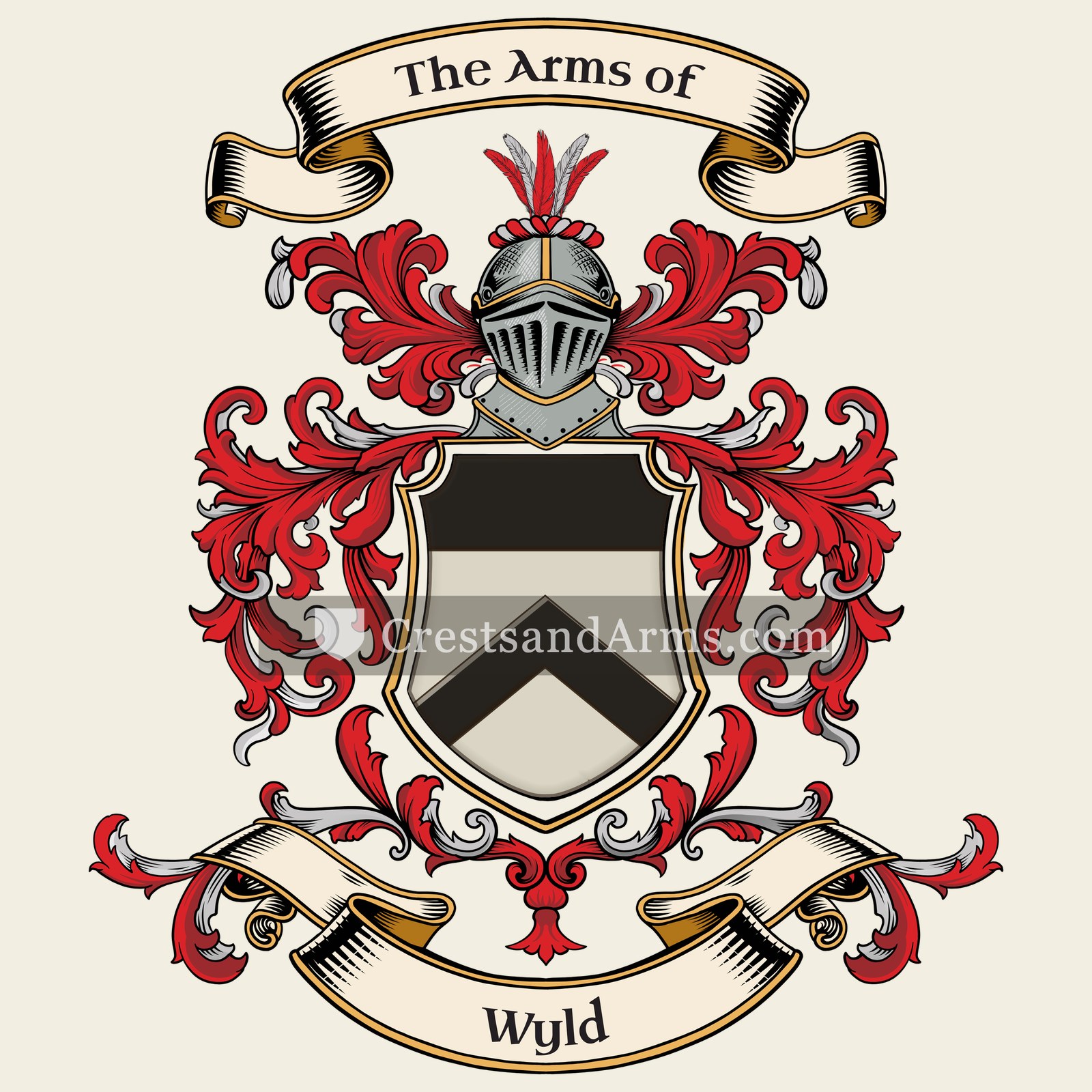 The Wyld coat of arms, drawn from the recorded blazon