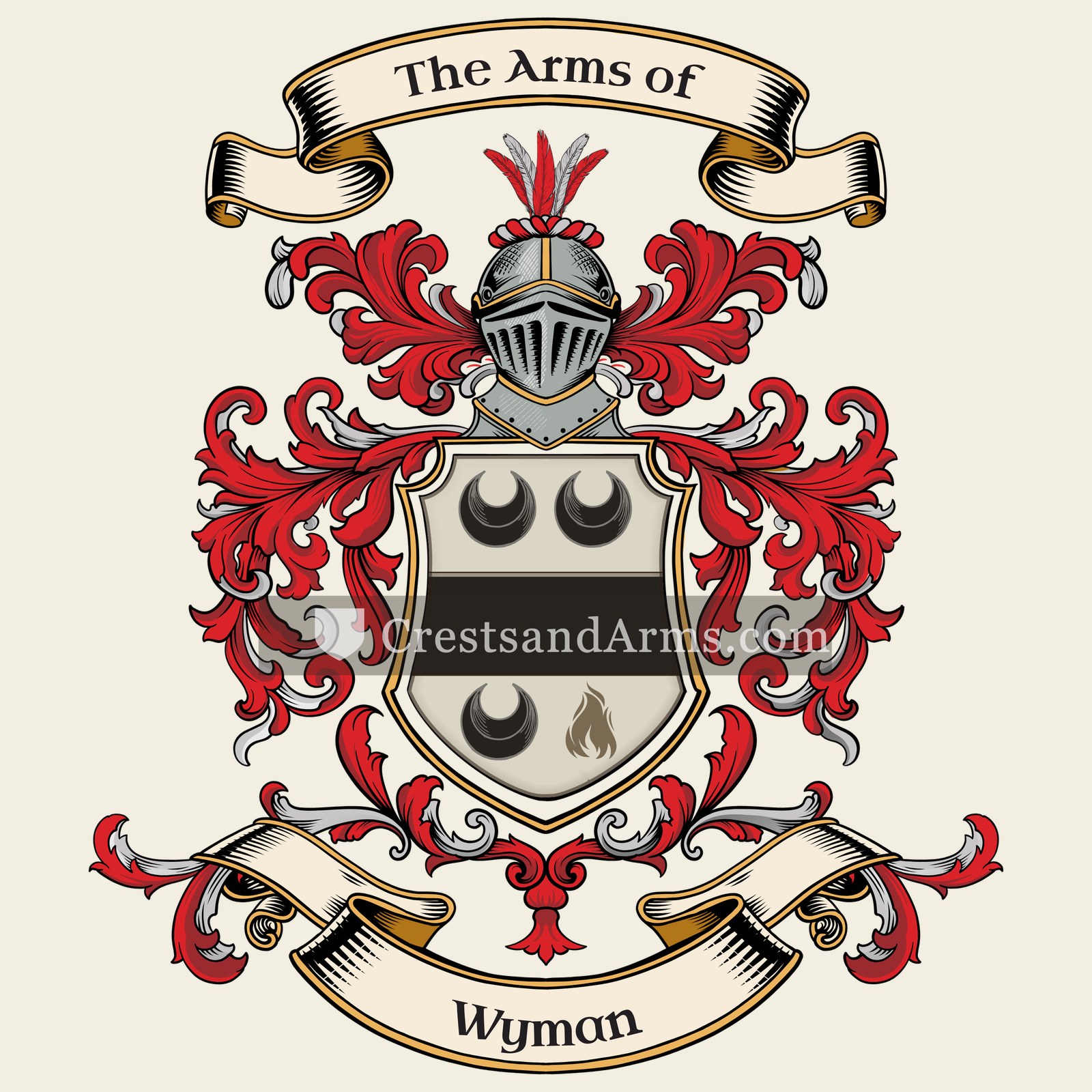 The Wyman coat of arms, drawn from the recorded blazon