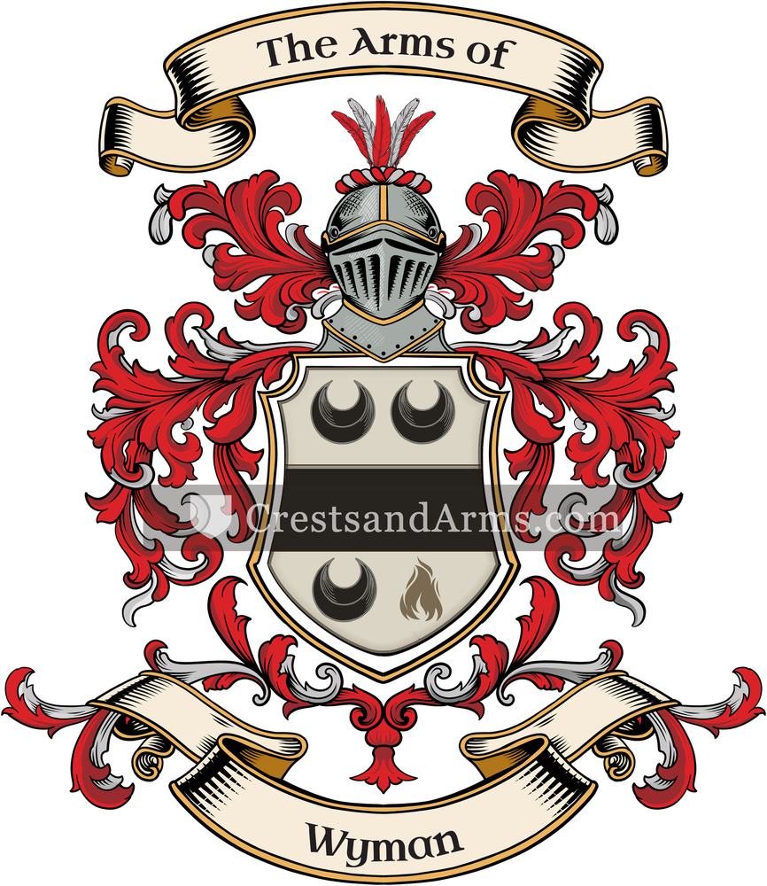The Wyman coat of arms, drawn from the recorded blazon