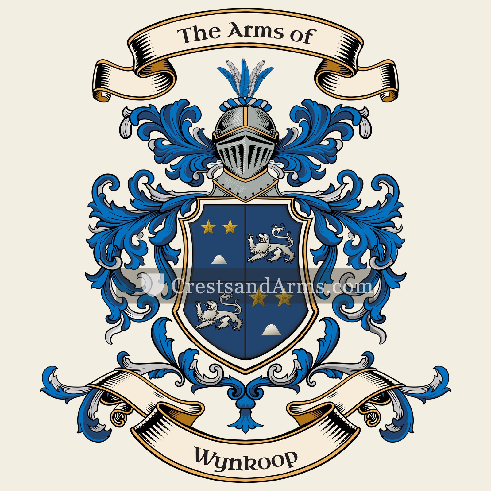 The Wynkoop coat of arms, drawn from the recorded blazon