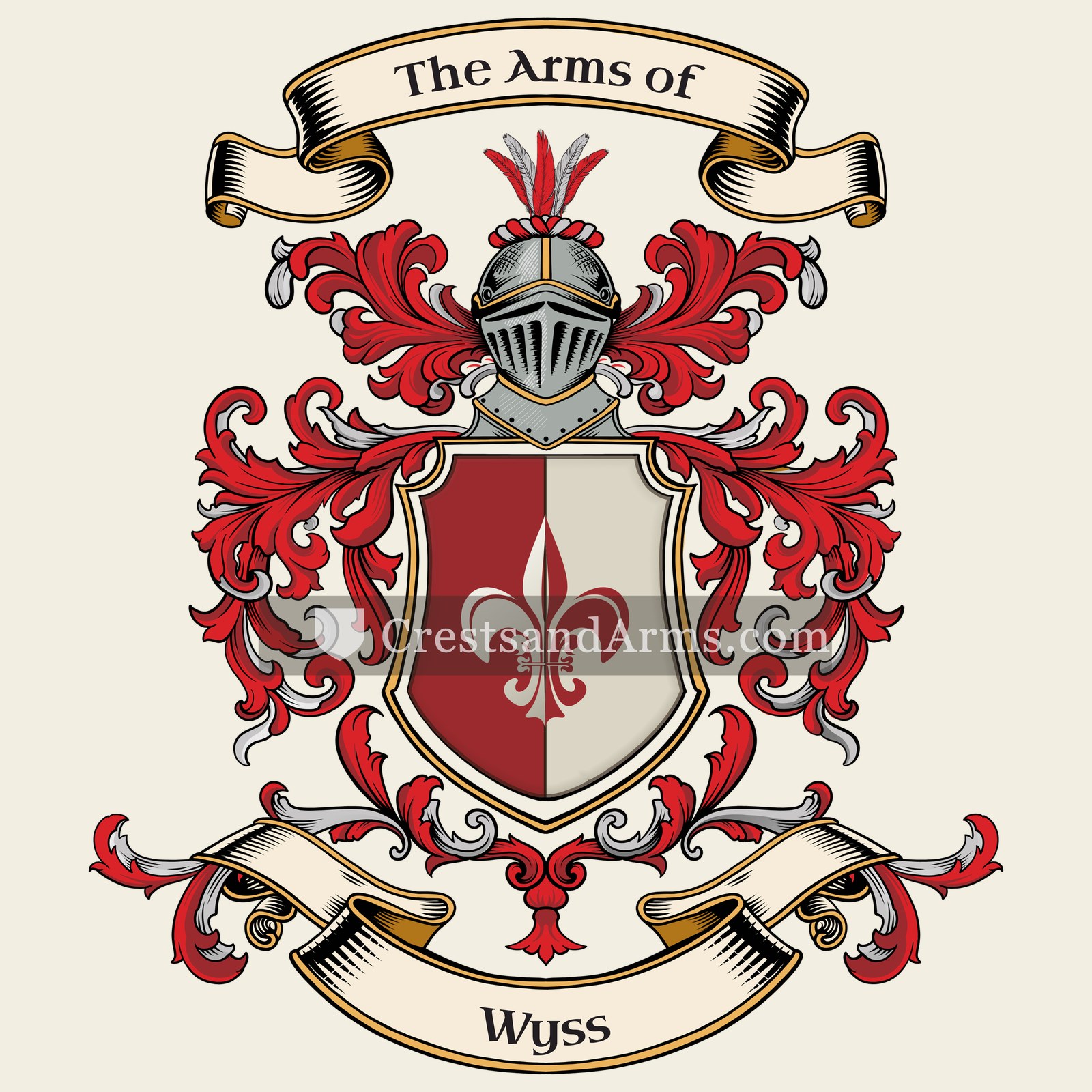 The Wyss coat of arms, drawn from the recorded blazon