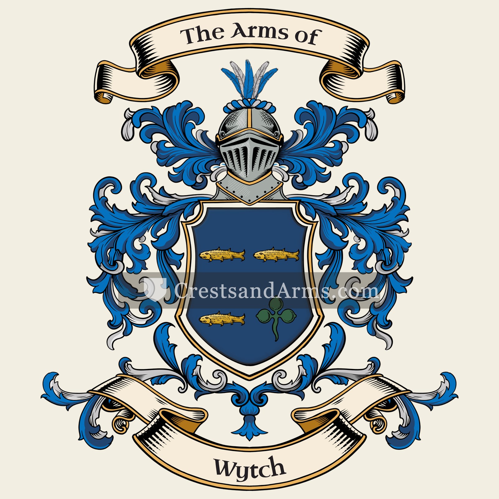 The Wytch coat of arms, drawn from the recorded blazon