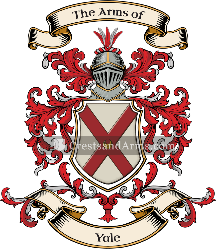 The Yale coat of arms, drawn from the recorded blazon