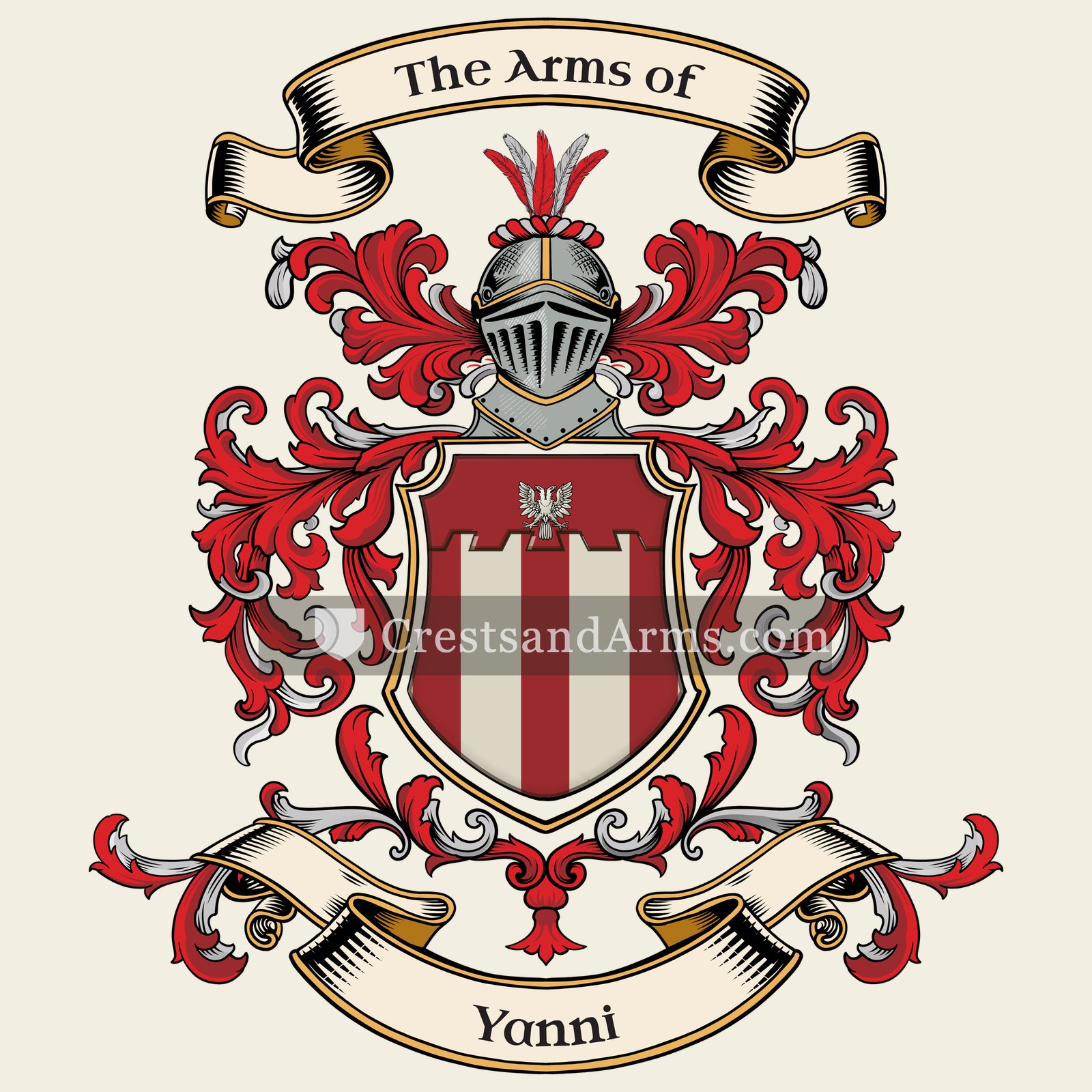 The Yanni coat of arms, drawn from the recorded blazon