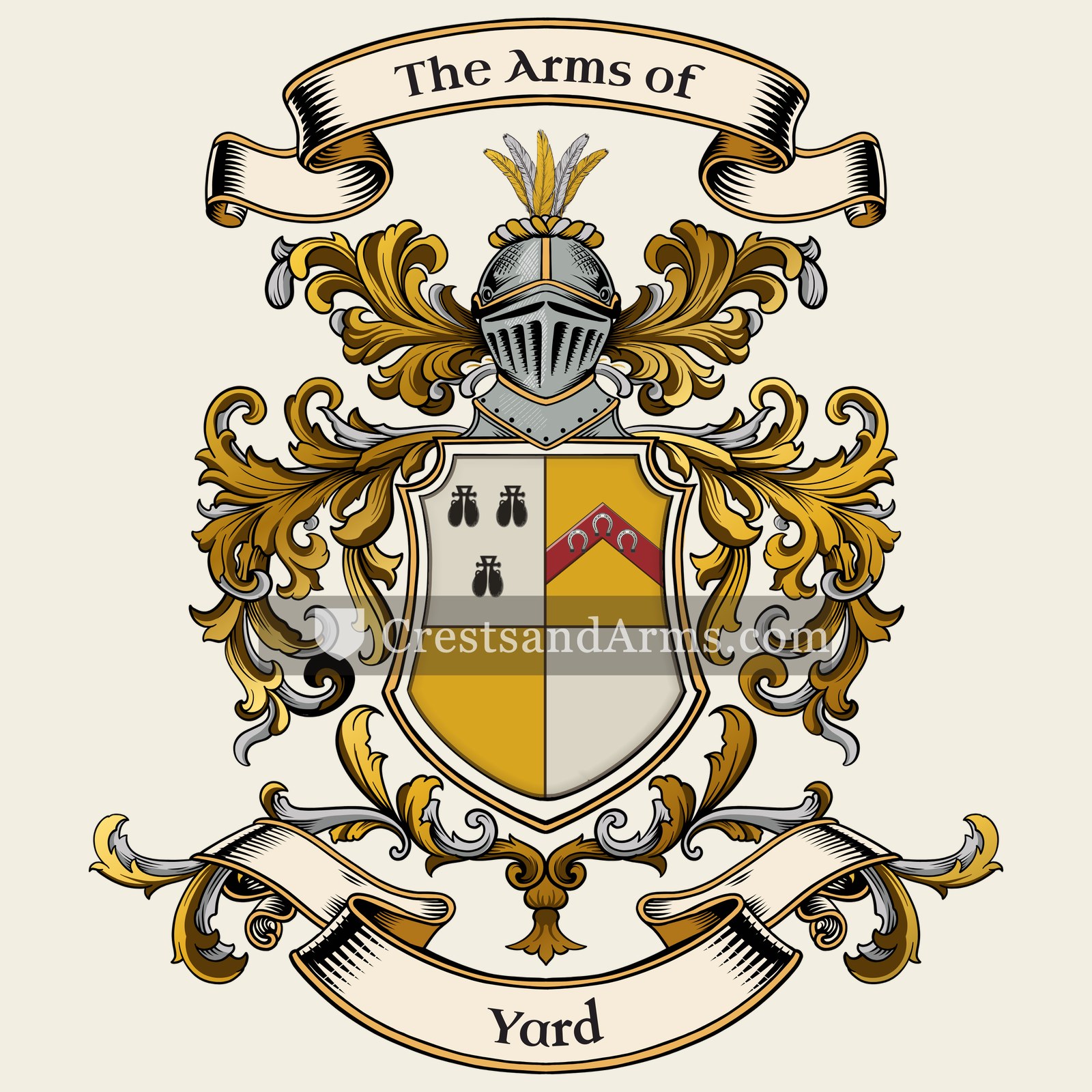 The Yard coat of arms, drawn from the recorded blazon