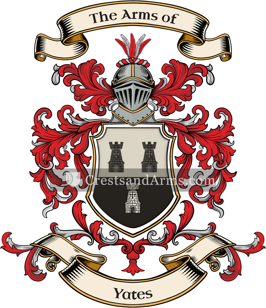 The Yates coat of arms, drawn from the recorded blazon
