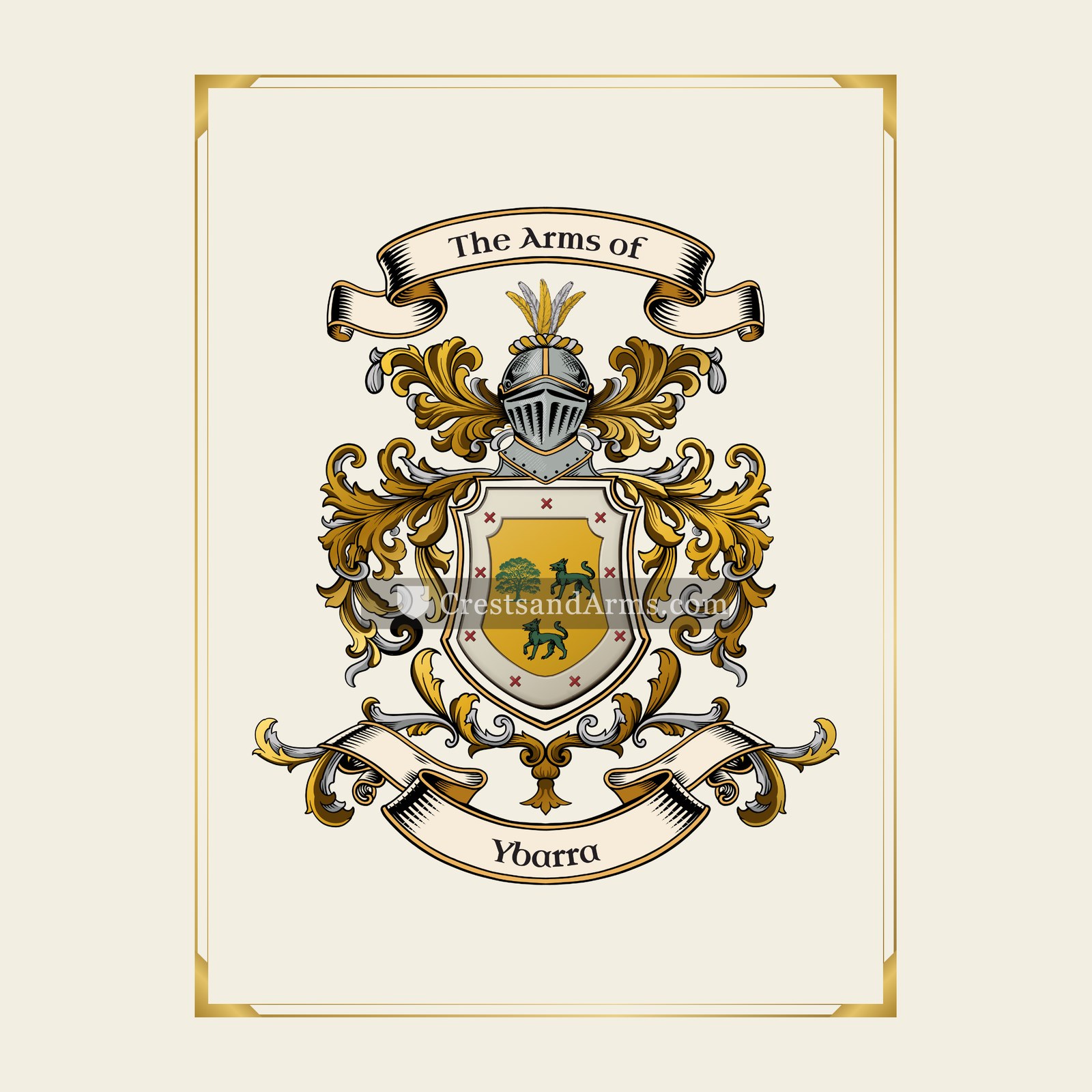 With gold border