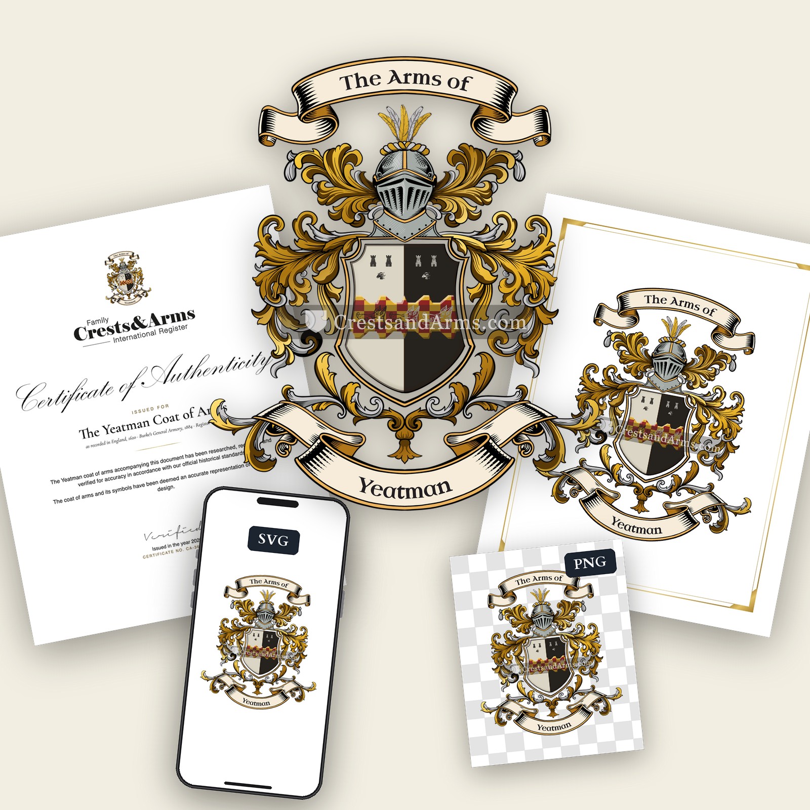 The Yeatman arms on the coat of arms — digital pack