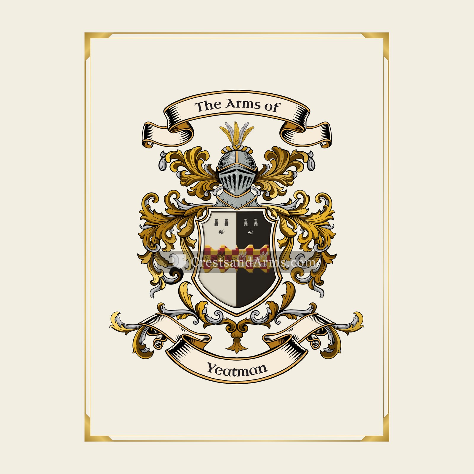 With gold border