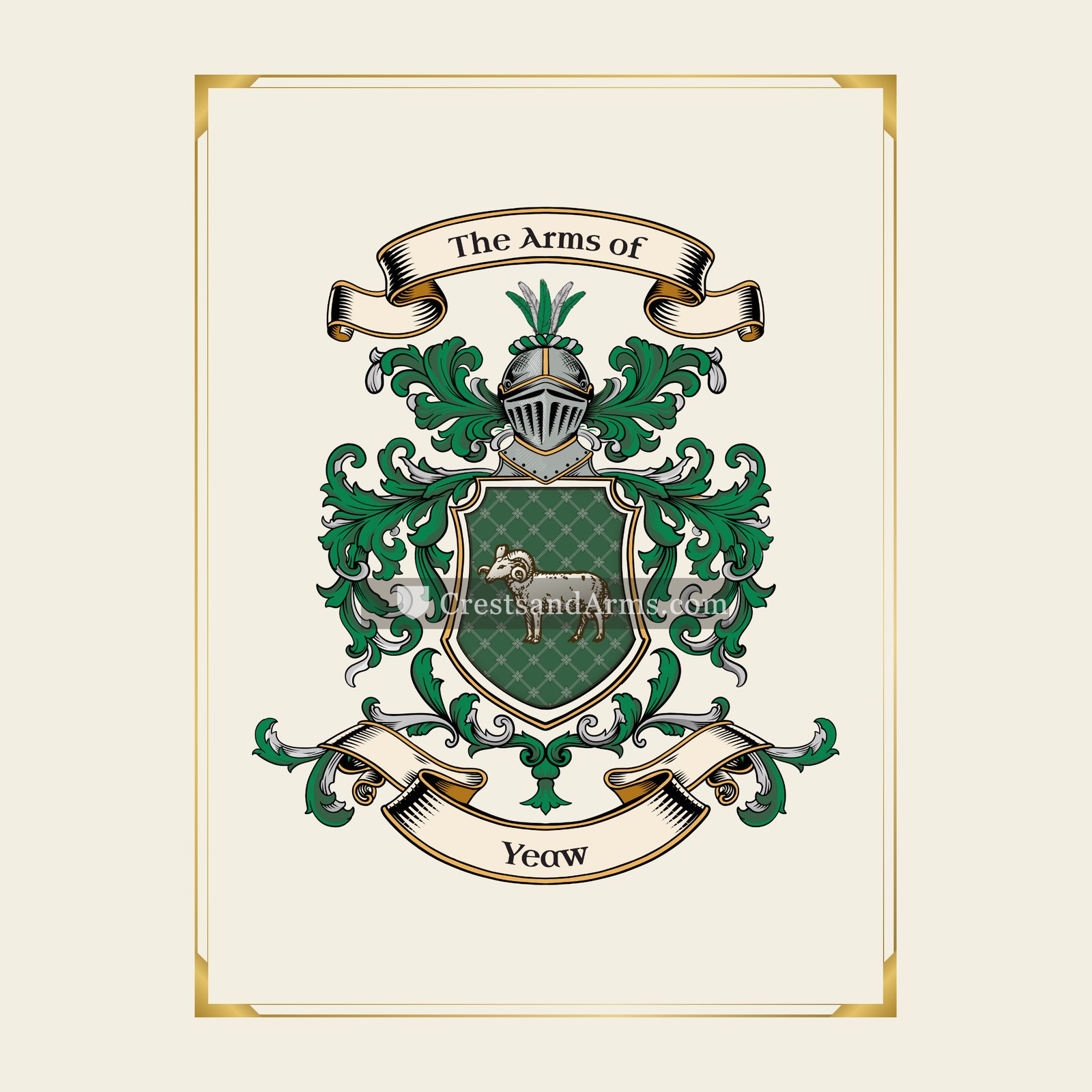 With gold border