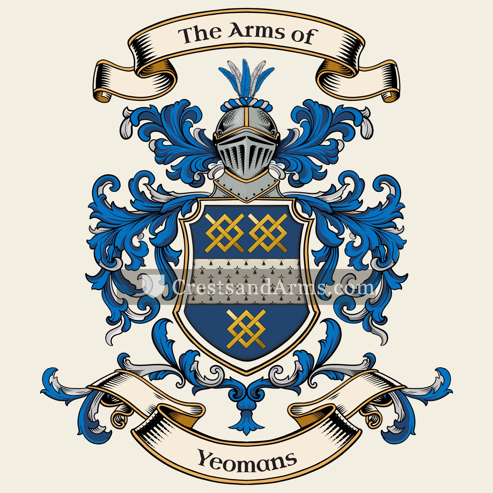 The Yeomans coat of arms, drawn from the recorded blazon