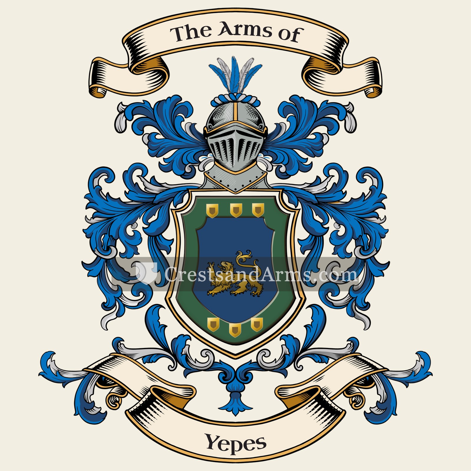The Yepes coat of arms, drawn from the recorded blazon
