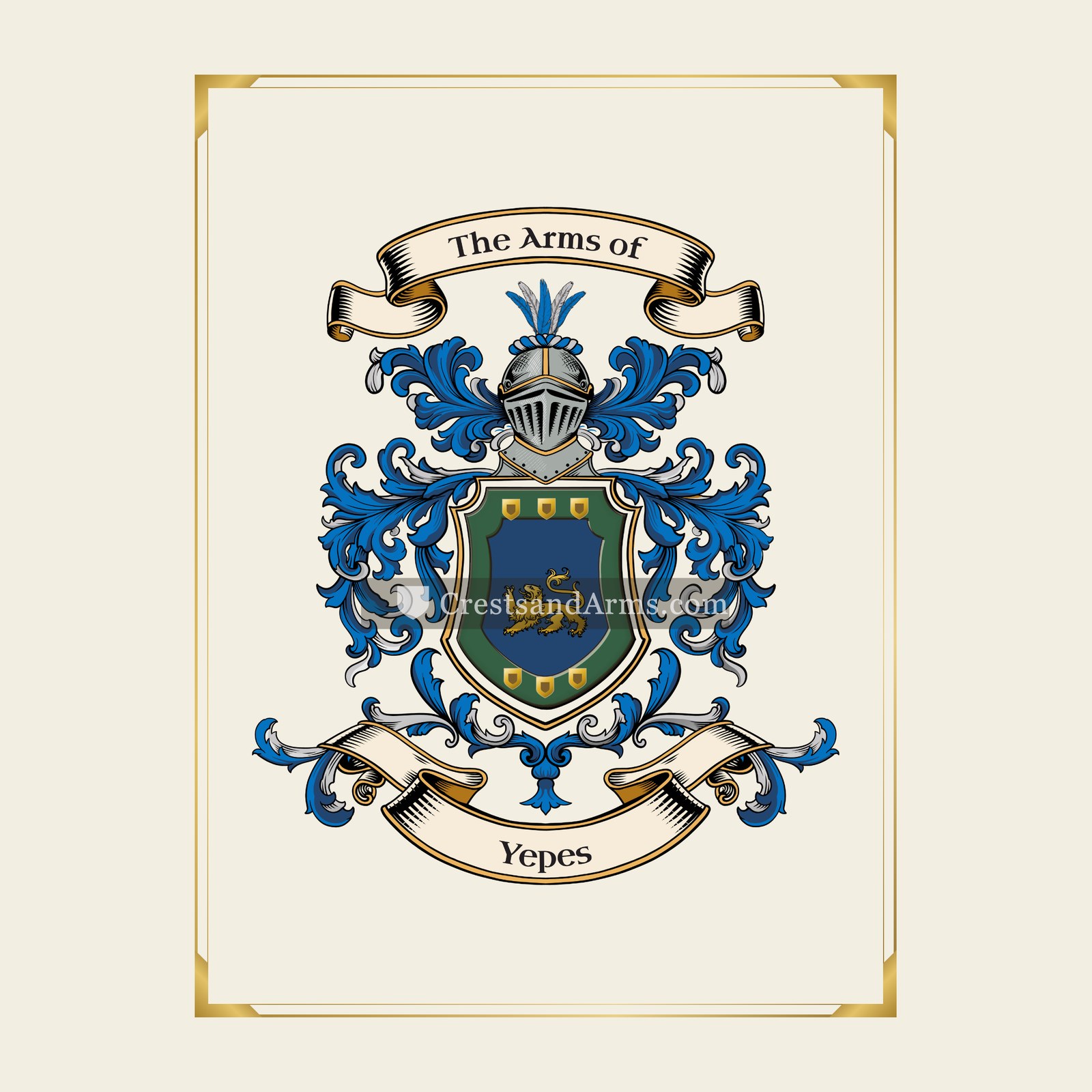 With gold border