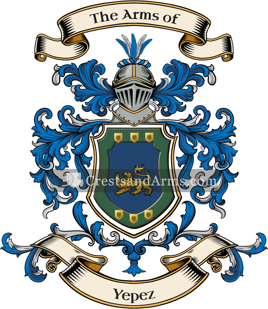 The Yepez coat of arms, drawn from the recorded blazon