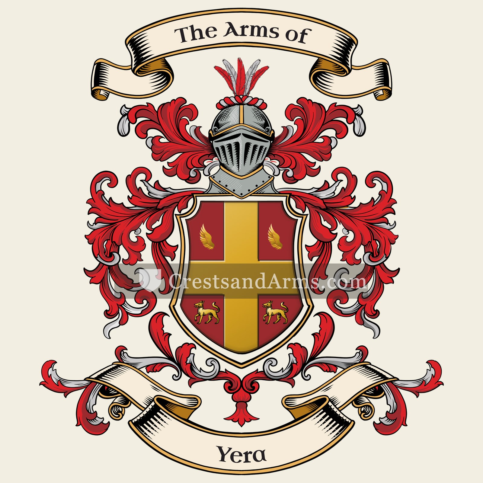 The Yera coat of arms, drawn from the recorded blazon
