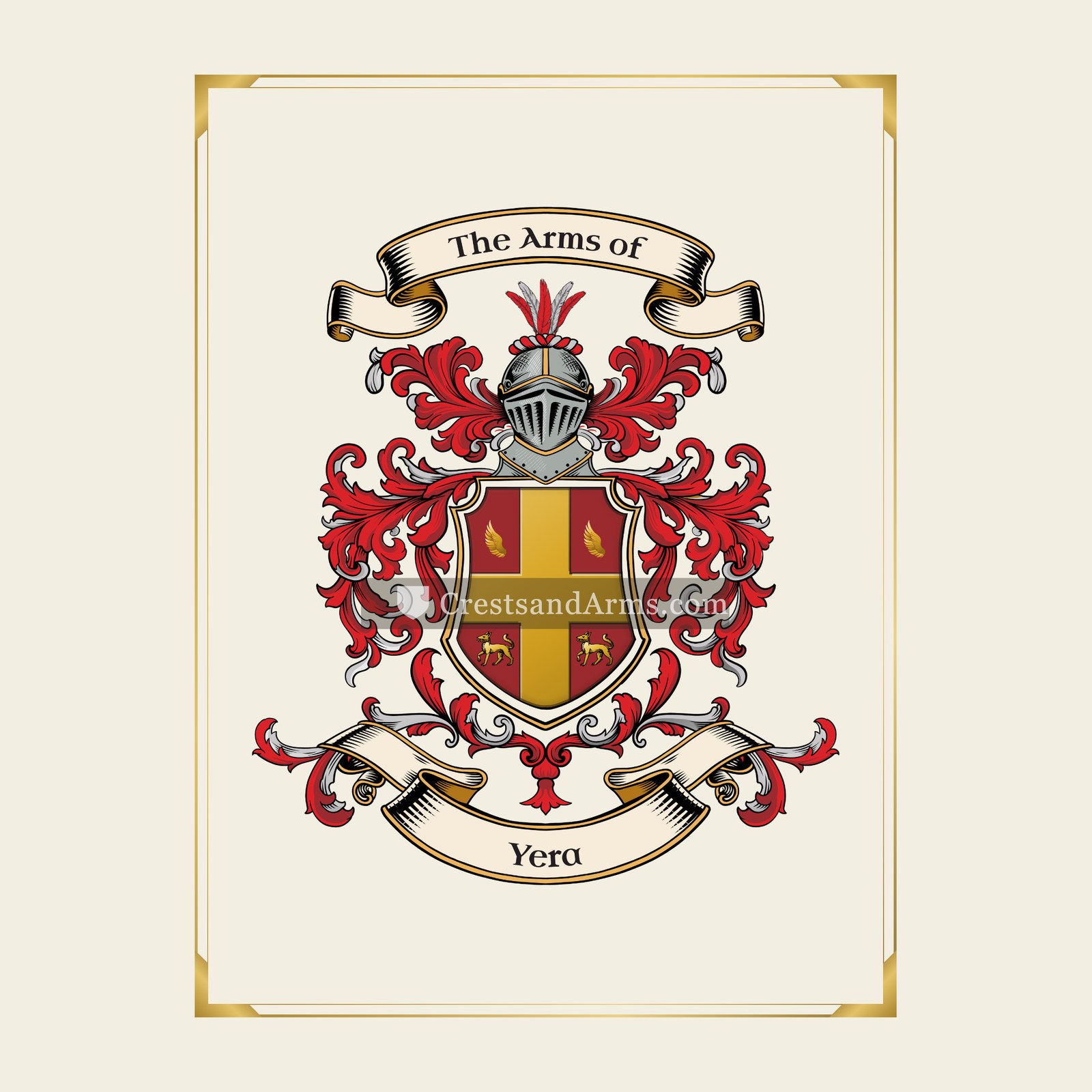 With gold border