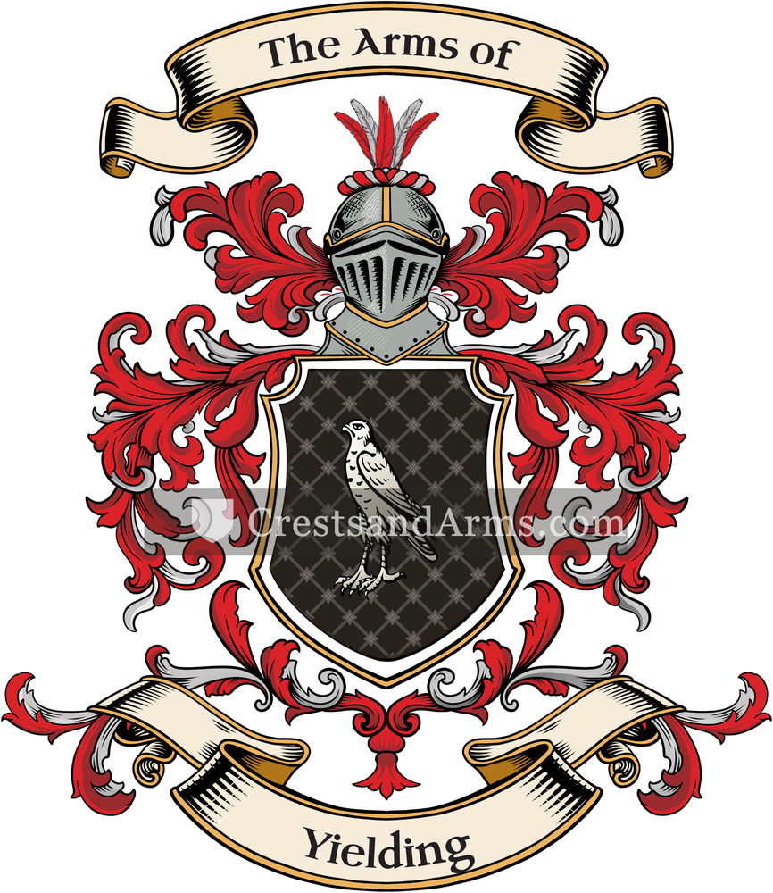 The Yielding coat of arms, drawn from the recorded blazon