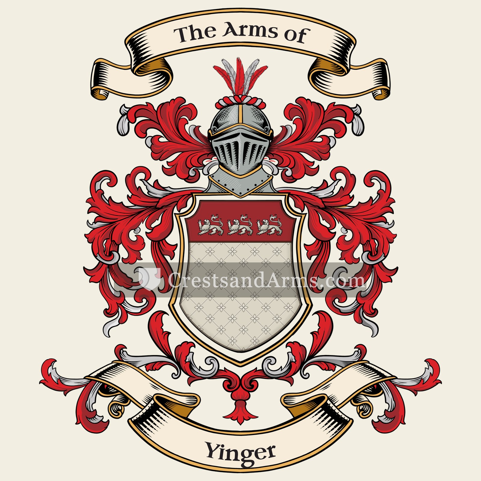 The Yinger coat of arms, drawn from the recorded blazon