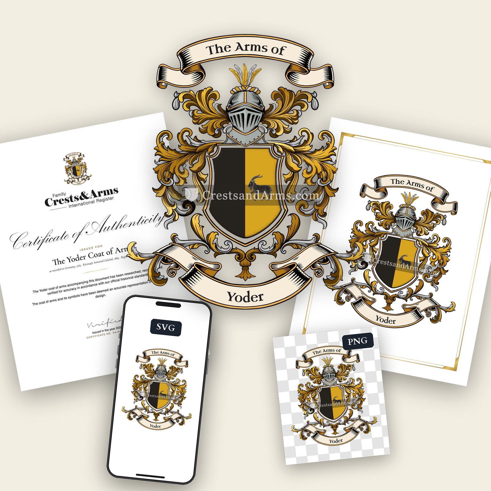 The Yoder arms on the coat of arms — digital pack
