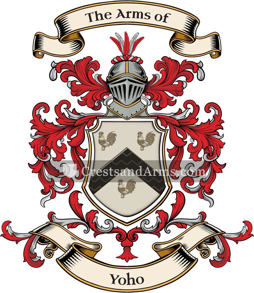 The Yoho coat of arms, drawn from the recorded blazon