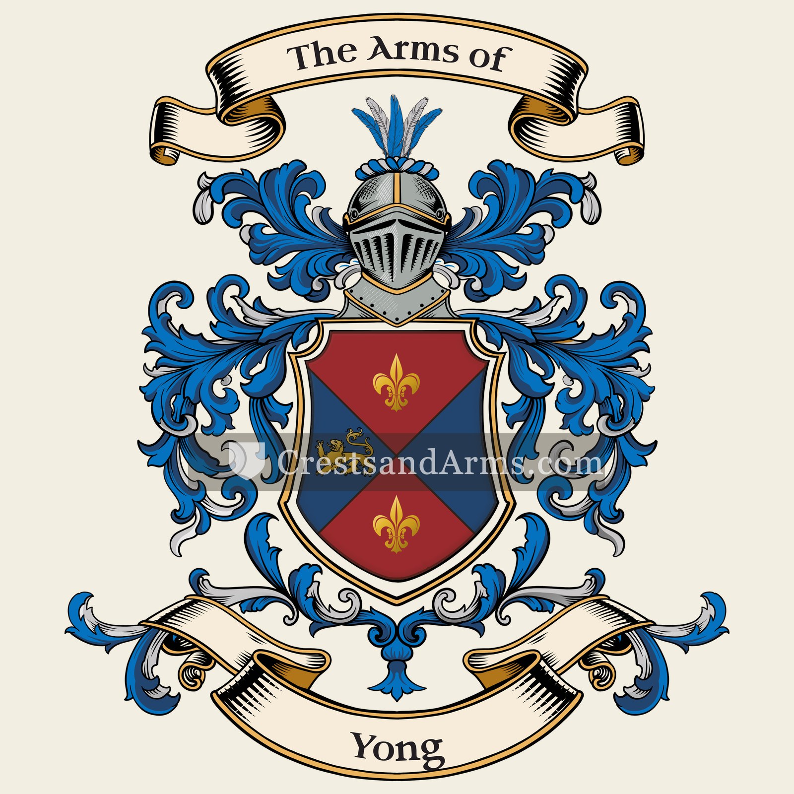 The Yong coat of arms, drawn from the recorded blazon