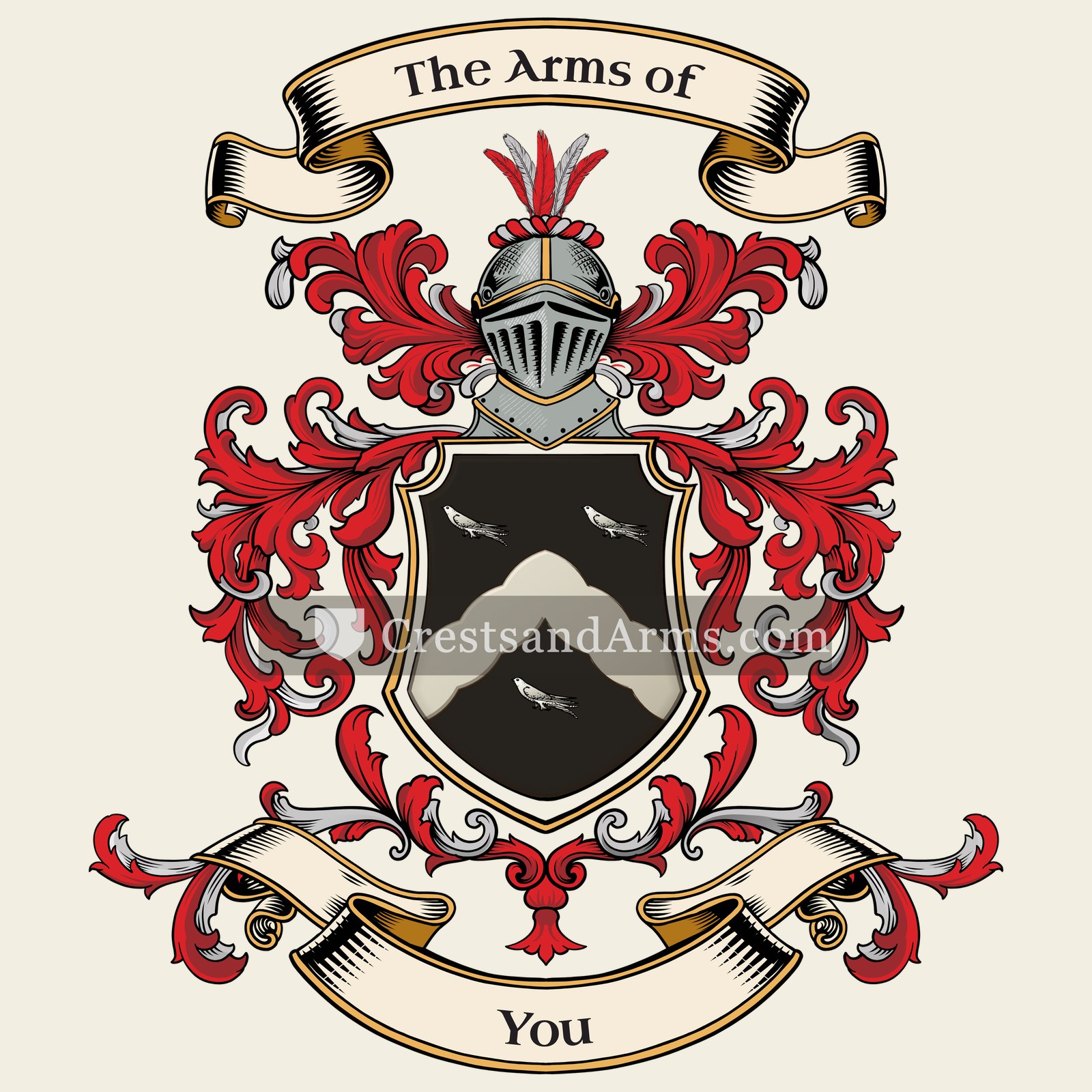 The You coat of arms, drawn from the recorded blazon