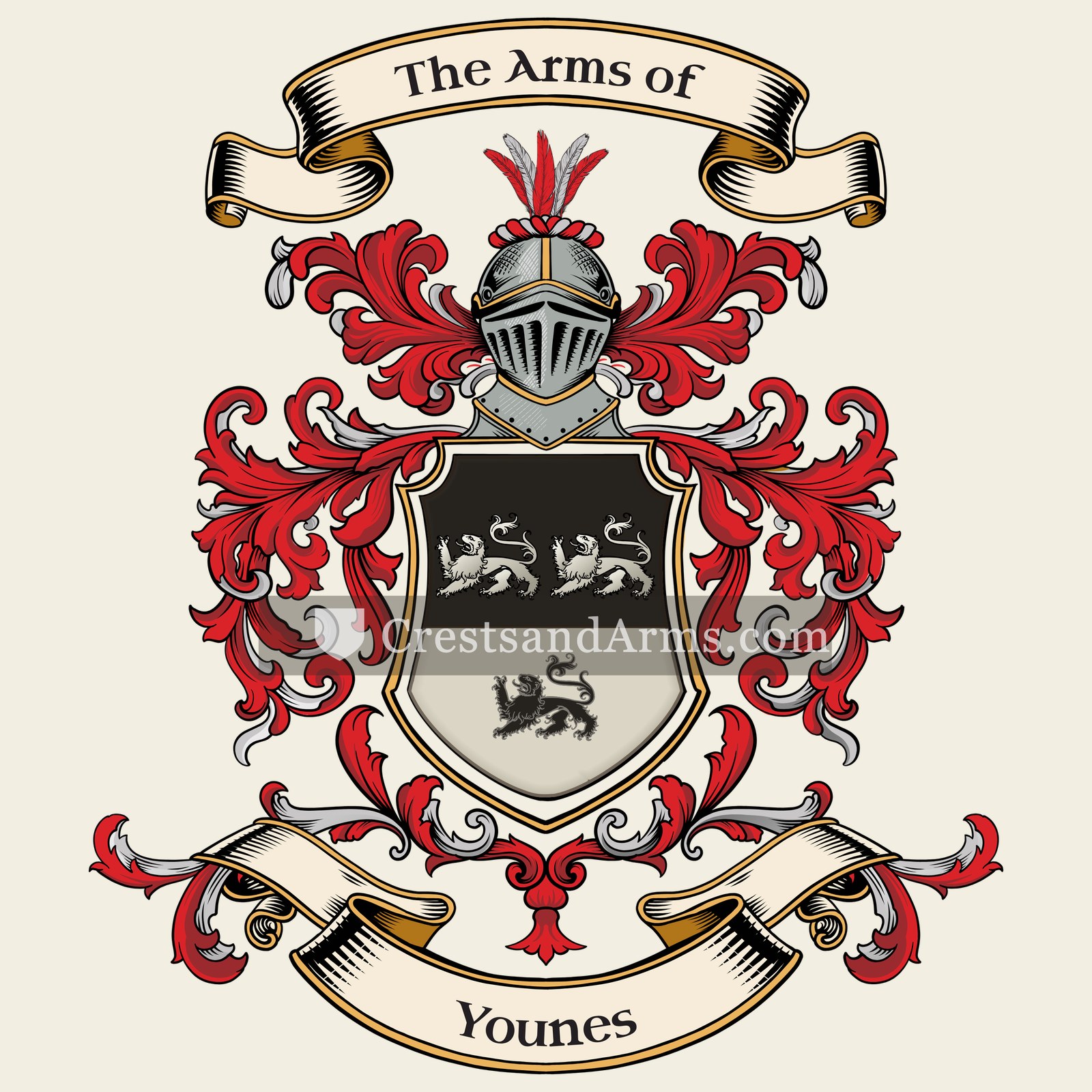 The Younes coat of arms, drawn from the recorded blazon