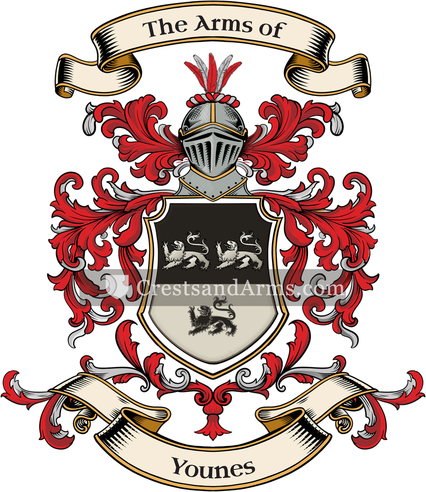 The Younes coat of arms, drawn from the recorded blazon