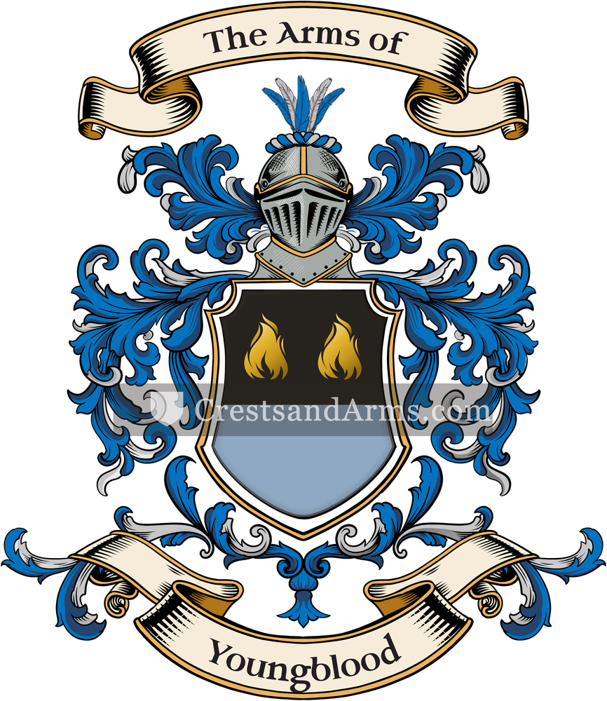 The Youngblood coat of arms, drawn from the recorded blazon