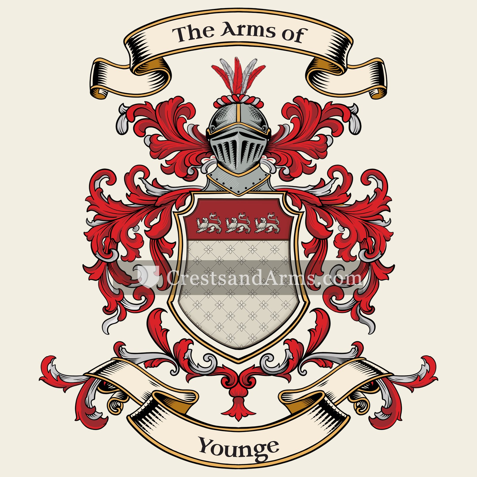 The Younge coat of arms, drawn from the recorded blazon