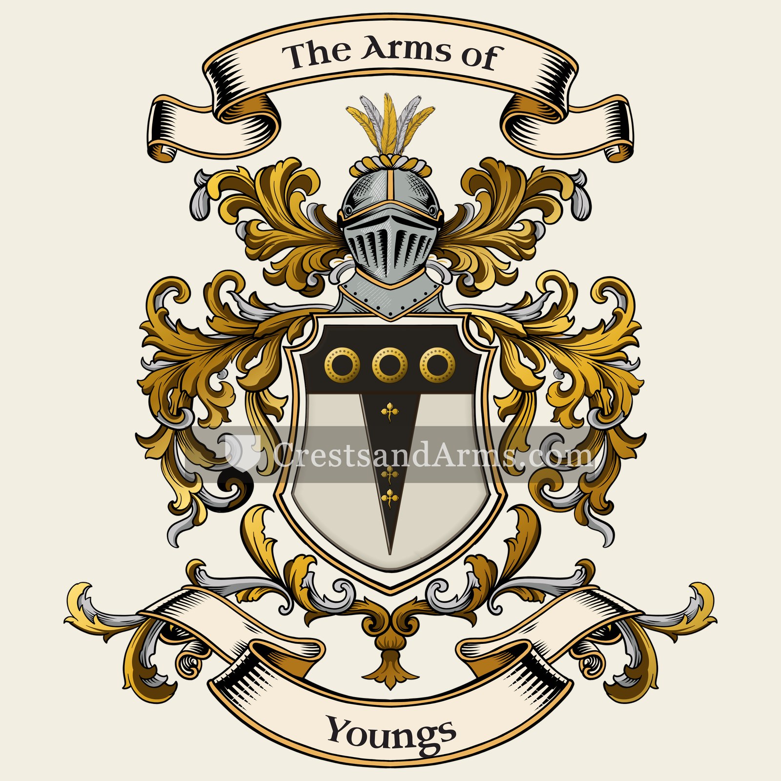 The Youngs coat of arms, drawn from the recorded blazon
