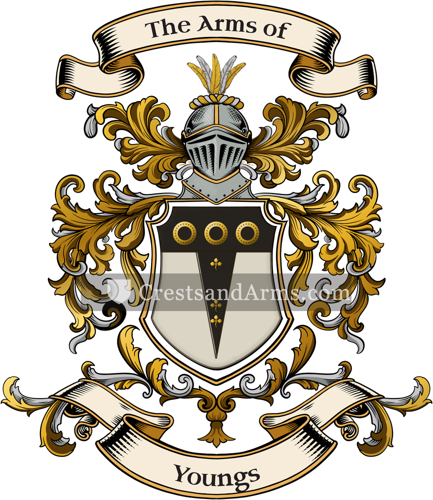 The Youngs coat of arms, drawn from the recorded blazon