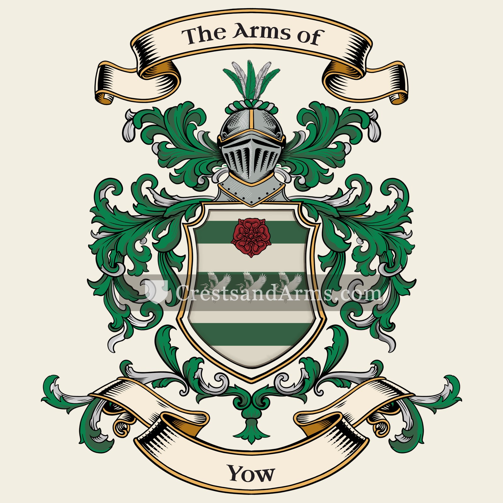 The Yow coat of arms, drawn from the recorded blazon