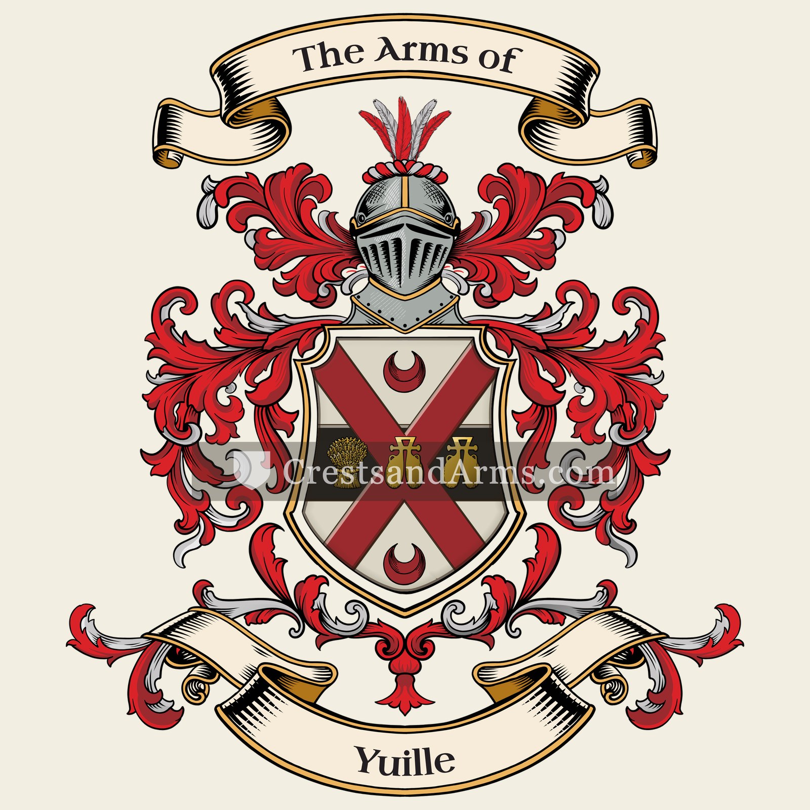 The Yuille coat of arms, drawn from the recorded blazon