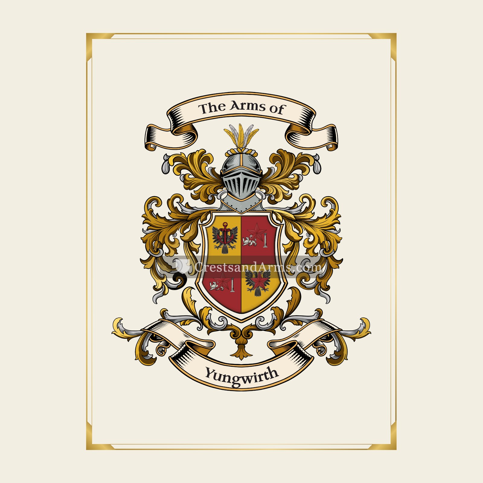 With gold border