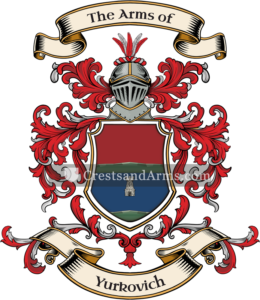 The Yurkovich coat of arms, drawn from the recorded blazon