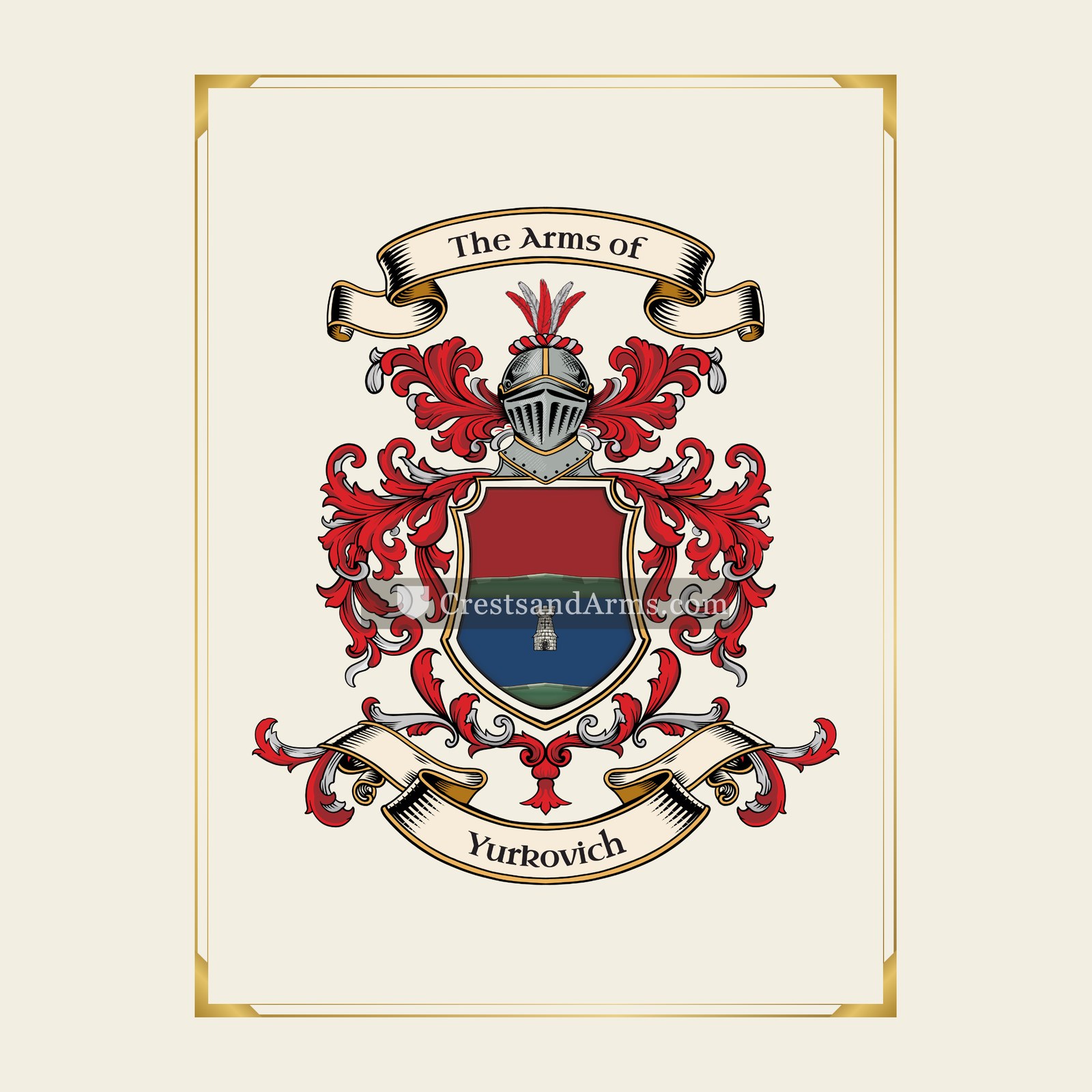 With gold border