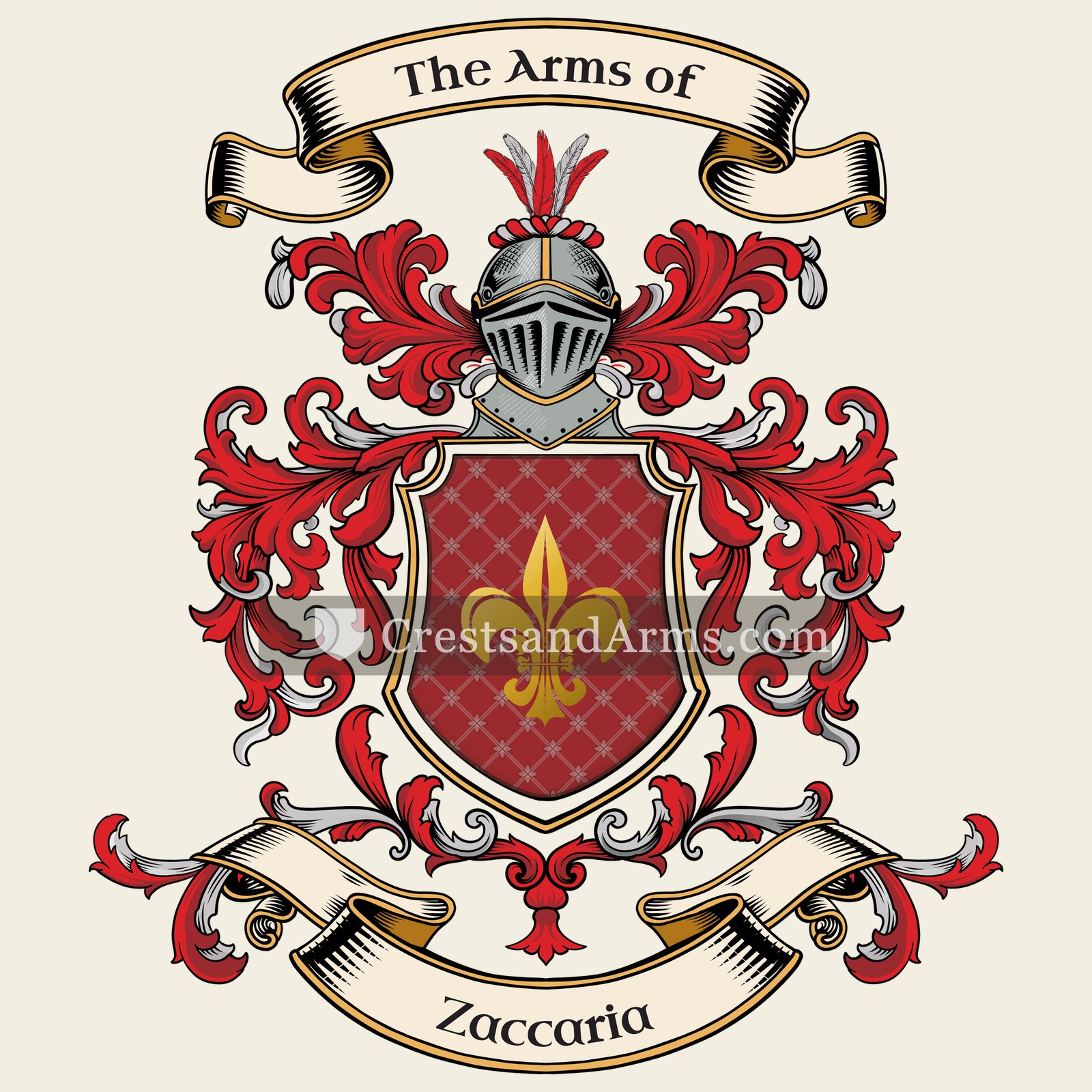 The Zaccaria coat of arms, drawn from the recorded blazon