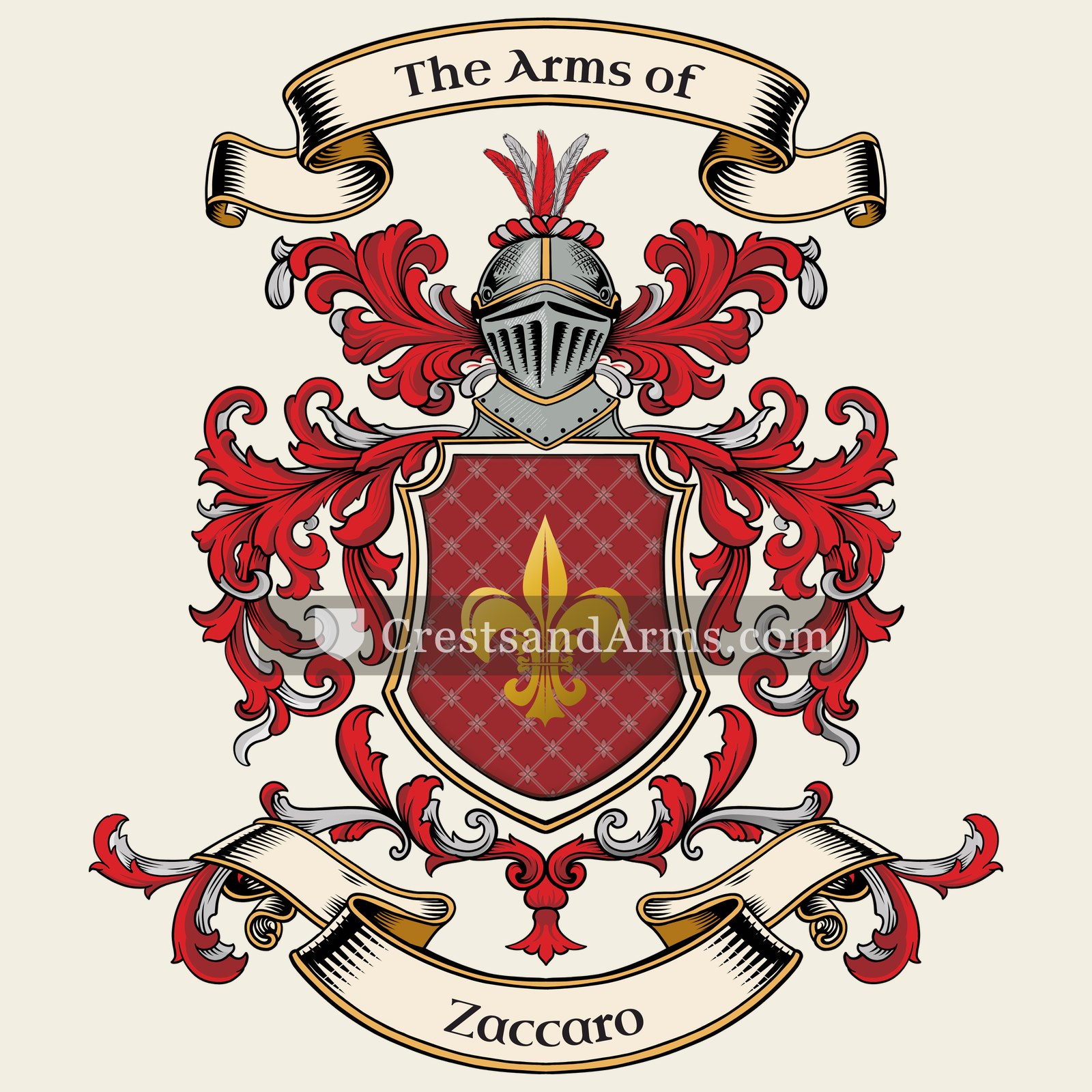 The Zaccaro coat of arms, drawn from the recorded blazon