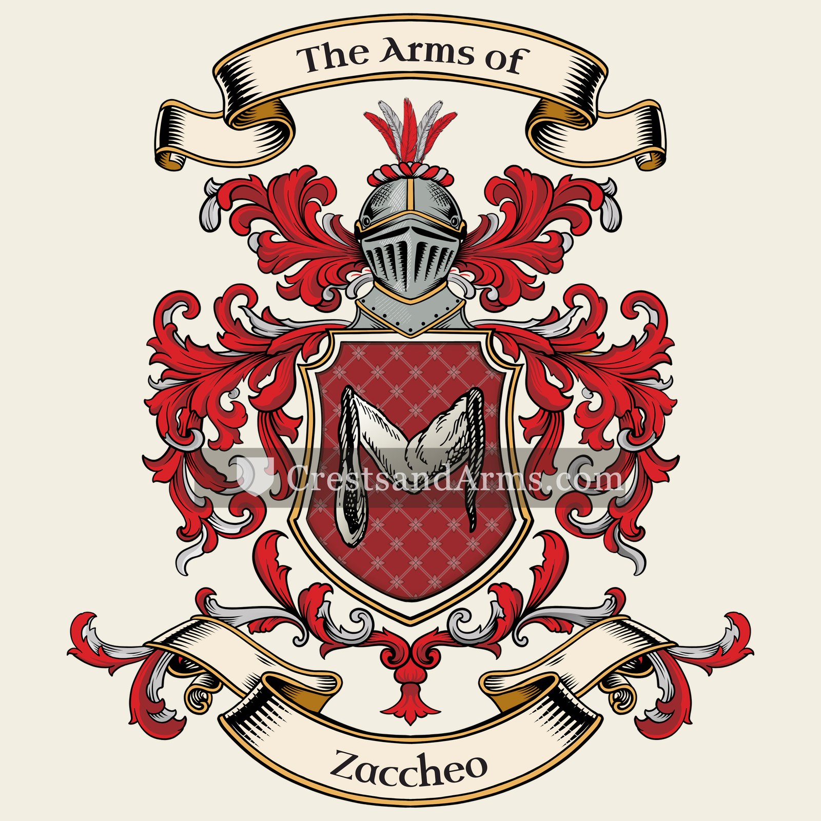 The Zaccheo coat of arms, drawn from the recorded blazon