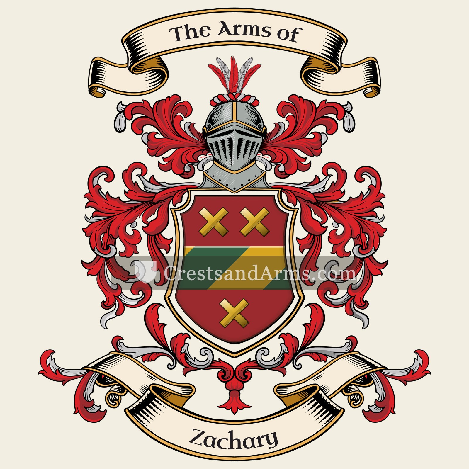 The Zachary coat of arms, drawn from the recorded blazon