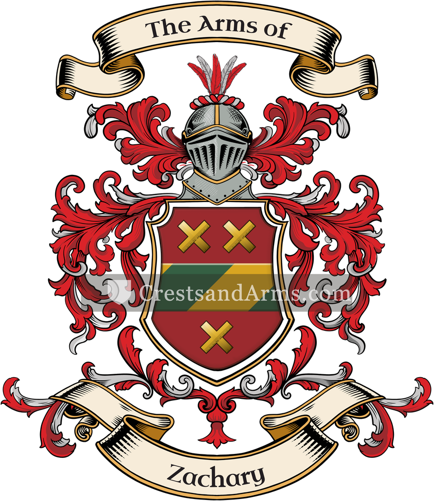 The Zachary coat of arms, drawn from the recorded blazon