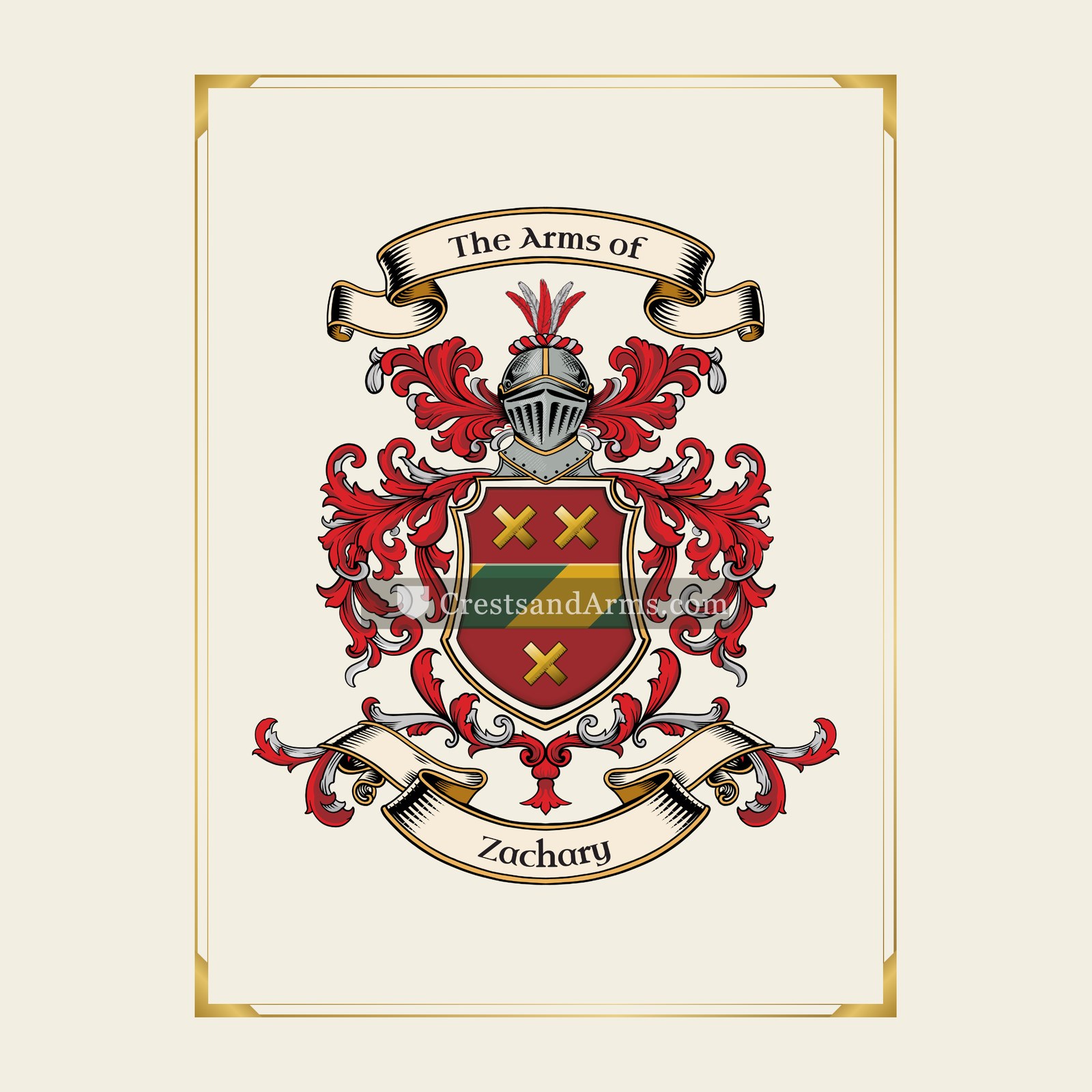 With gold border