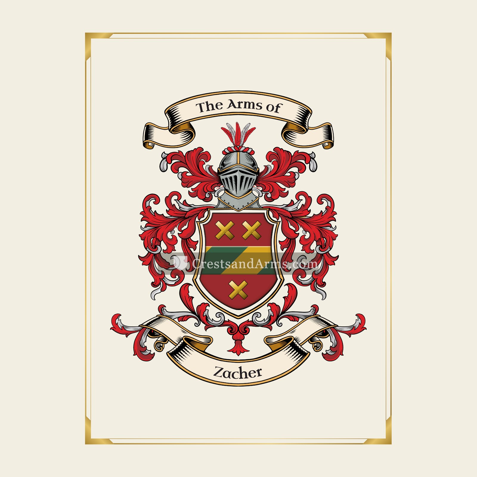 With gold border