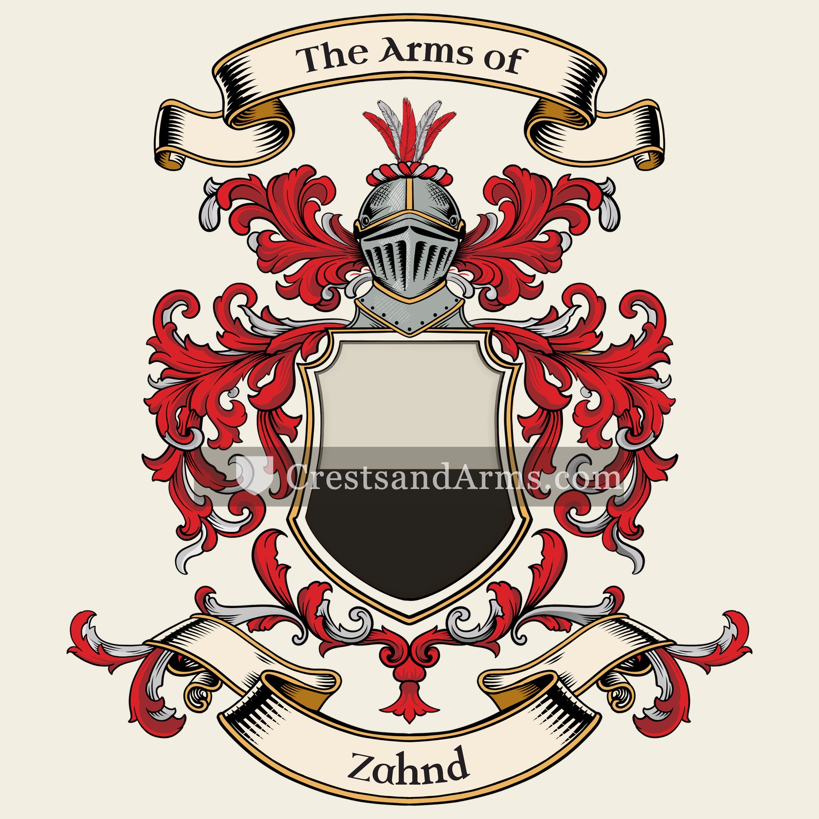 The Zahnd coat of arms, drawn from the recorded blazon