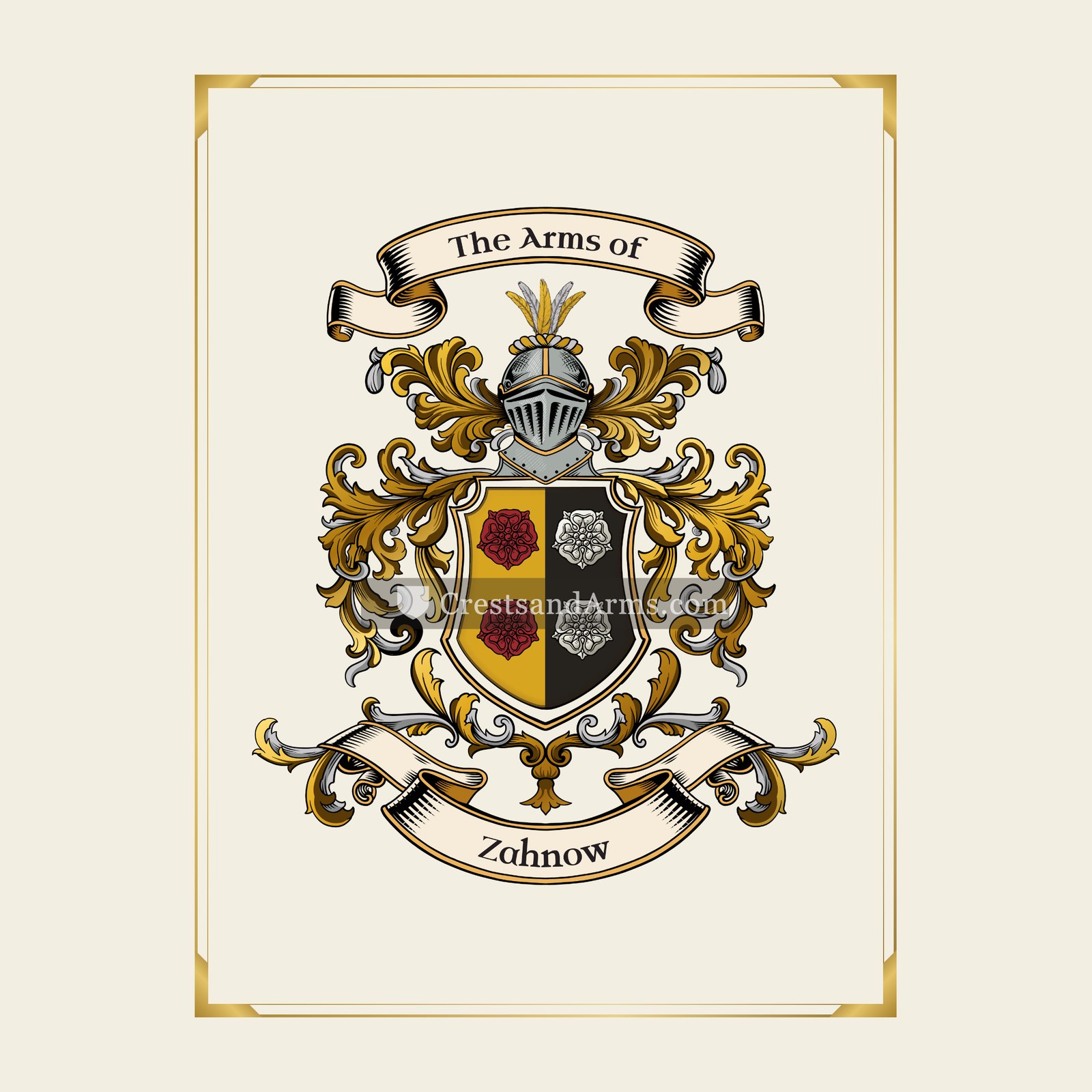With gold border