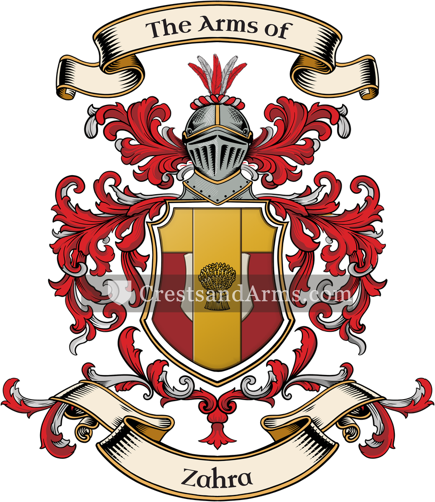 The Zahra coat of arms, drawn from the recorded blazon