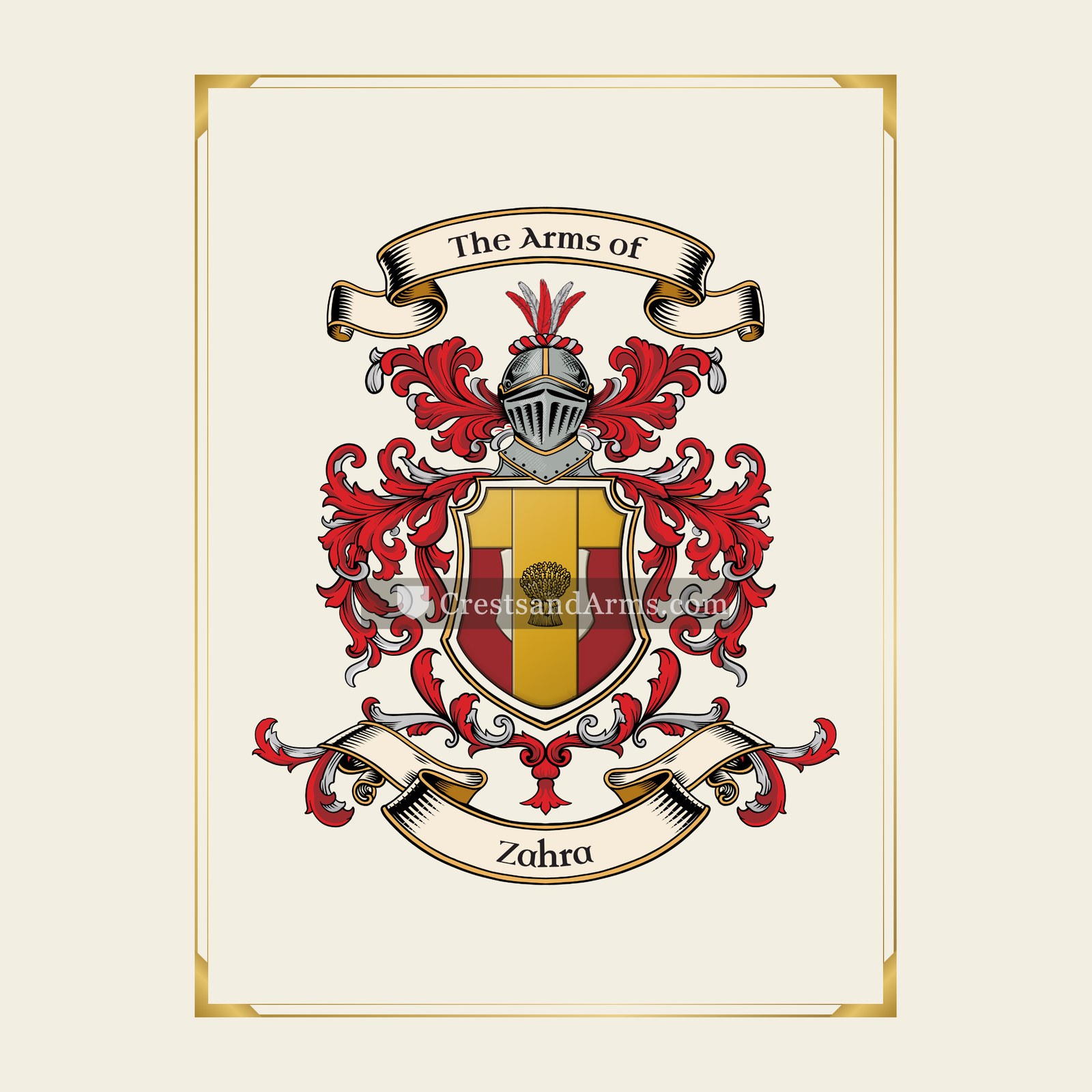 With gold border