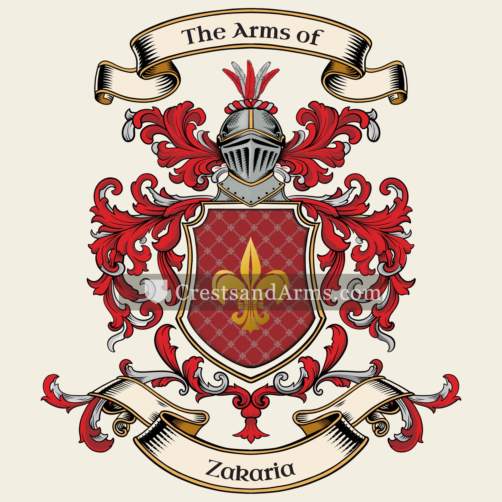 The Zakaria coat of arms, drawn from the recorded blazon