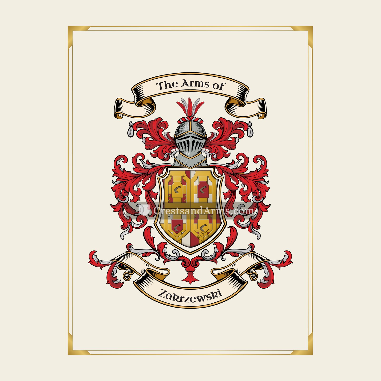 With gold border
